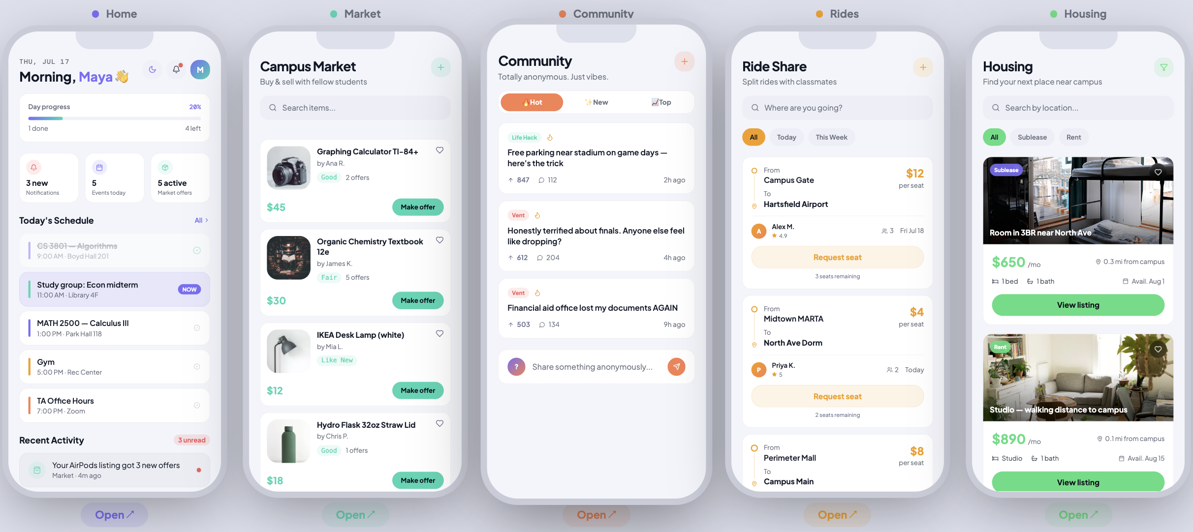 Campus Connect light mode UI